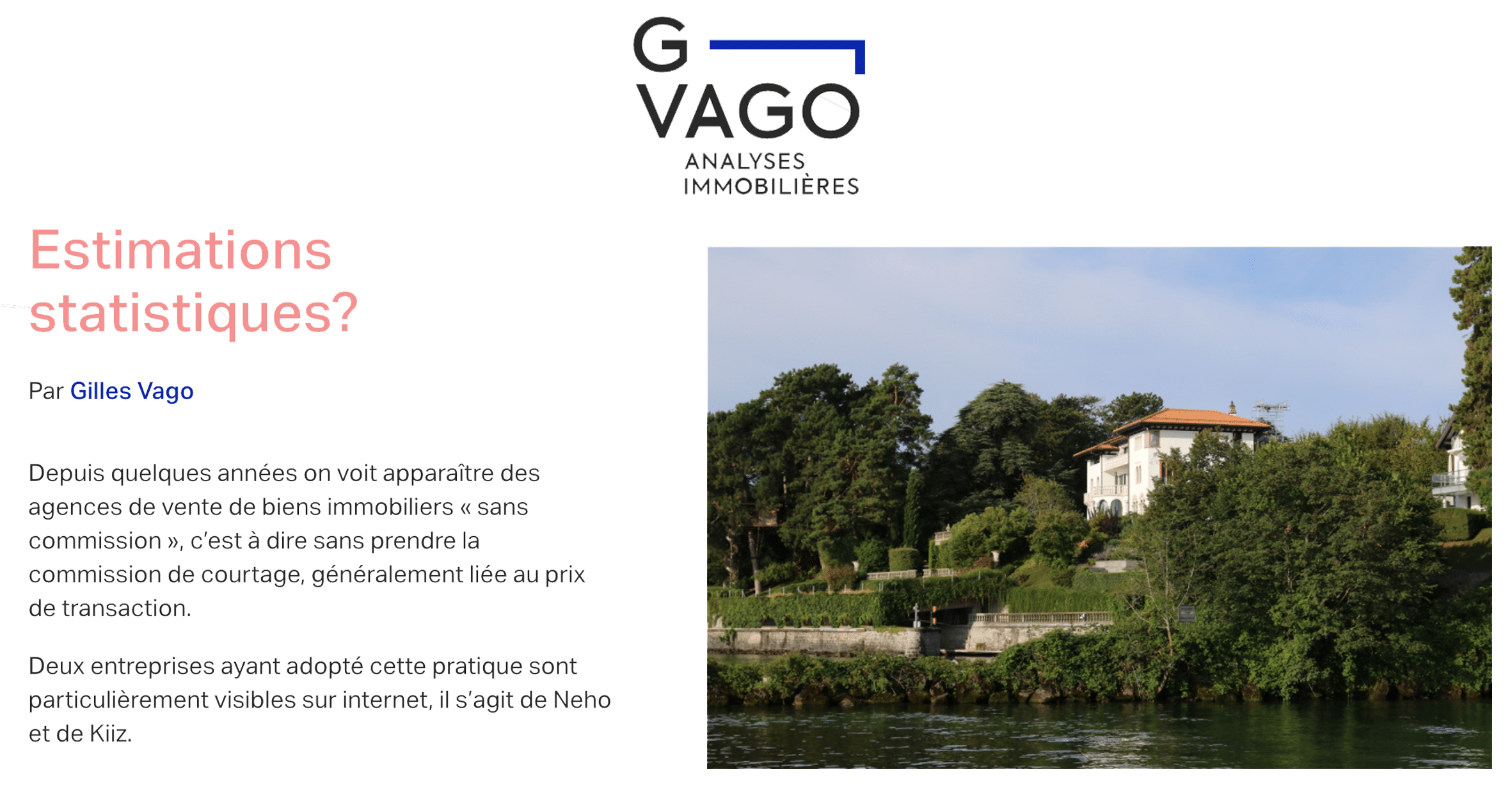 Article Gilles Vago - Estimation statistiques